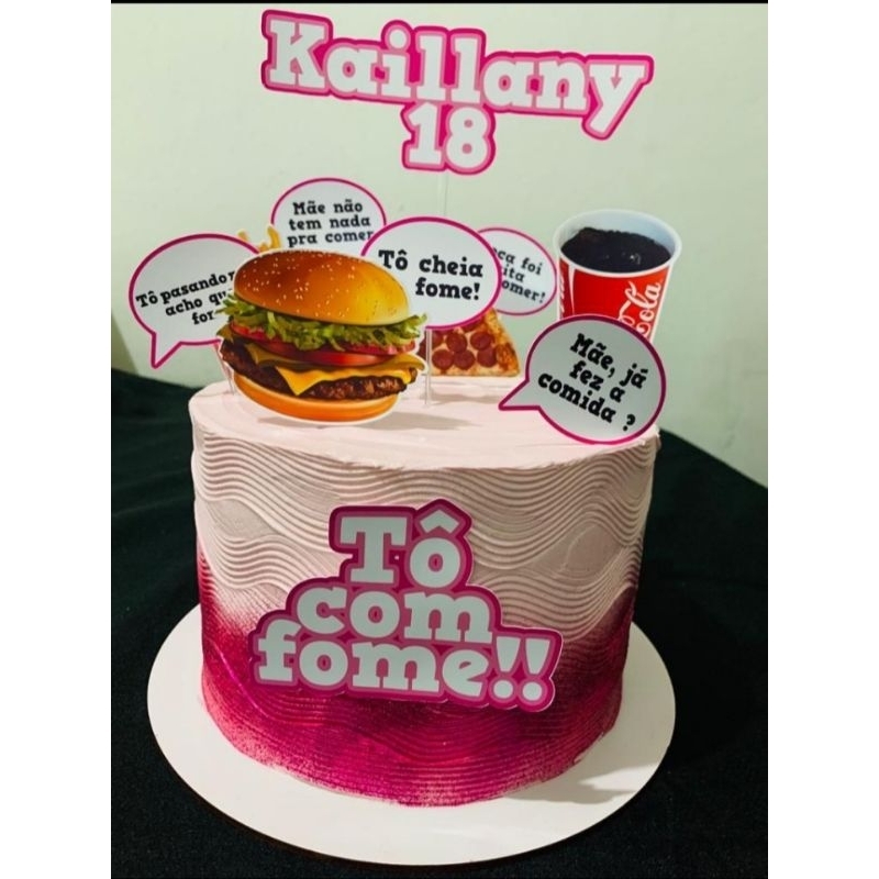 Topo de bolo tema TÔ COM FOME personalizado | Shopee Brasil