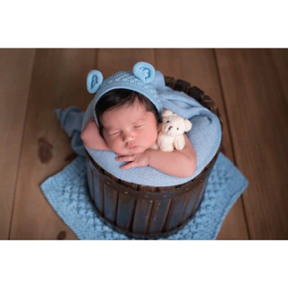 Layer Pipoca em Tricô Foto Newborn Azul Bebê