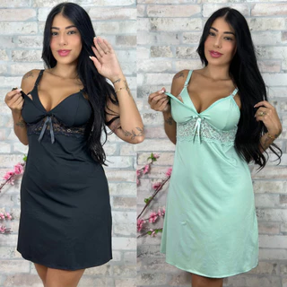 Kit 2 Camisola Amamentação Saída Maternidade Grávida Gestante Lactante Pijama Confortável BeLIT Linha Noite