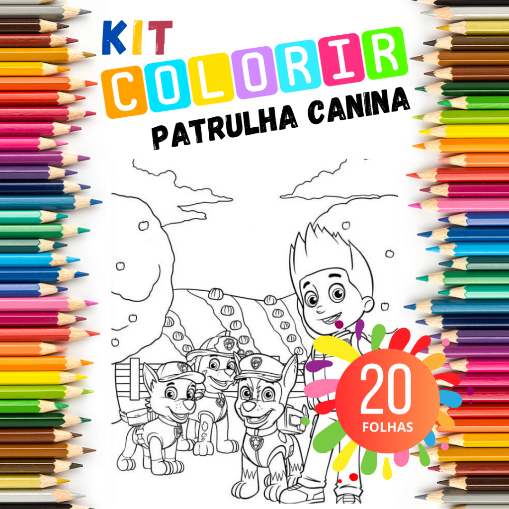 Kit 100 Desenhos Para Colorir E Pintar Patrulha Canina Paw Patrol - Folha  A4 Inteira! 1 Por Folha! - #0094