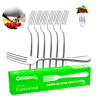Kit 6 Garfo Mesa Aço Inox Grande Bar Restaurante Buffet Talheres pesado luxo