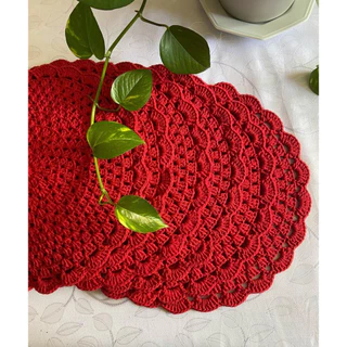 Sousplat (americano) em crochê modelo tradicional 36cm na cor vermelho