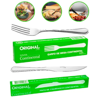 kit 12 Jogo Garfo e Faca Aco Inox Mesa Buffet Restaurante pesado premium 6 peças de cada