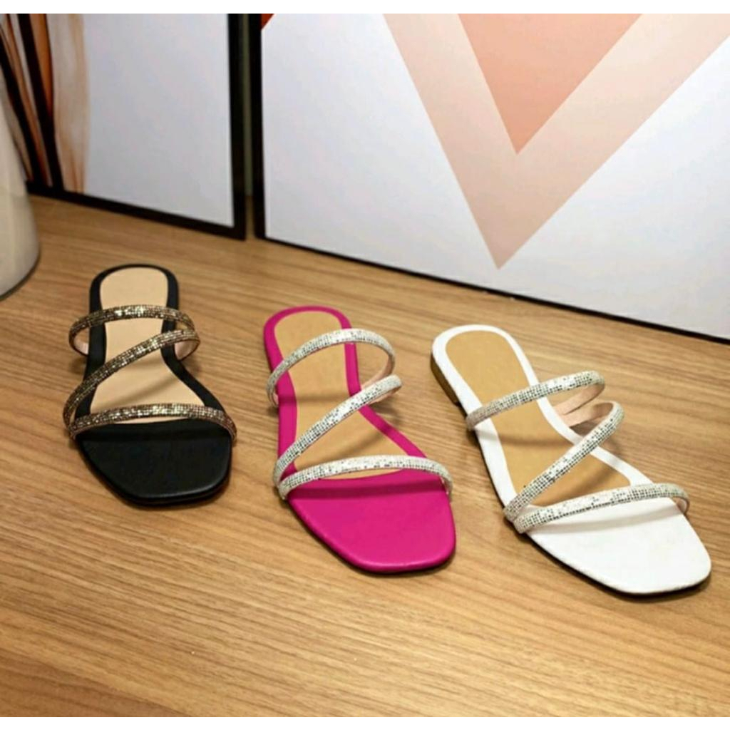Rasteirinha Brilho Sandalia Feminina Strass Rasteira Feminino Em Promoçao