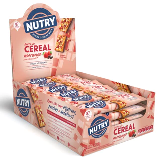 Barra De Cereal Sabor Morango Com Chocolate Caixa C/ 24 Unidades - Nutry