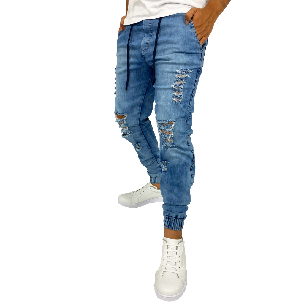 Calça Jeans Jogger Masculina Com Amarração - 767 Jeans