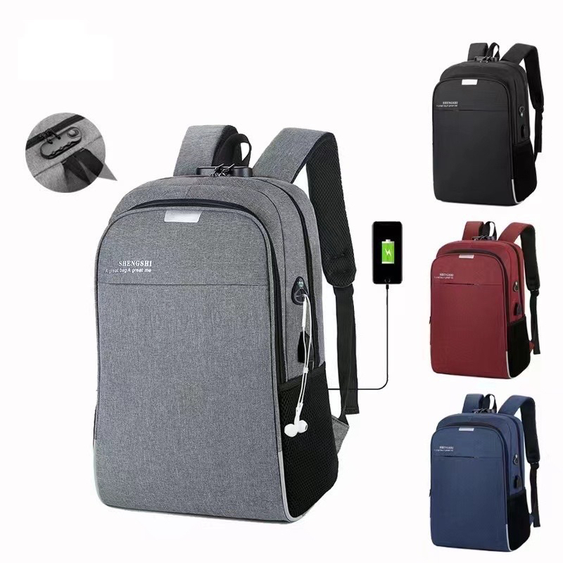 Mochila notebook Anti furto e Anti-roupo com Cadeado e Entrada Fone de ouvido e USB