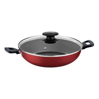 Panela wok antiaderente 3.3l tampa de vidro 28cm Tramontina