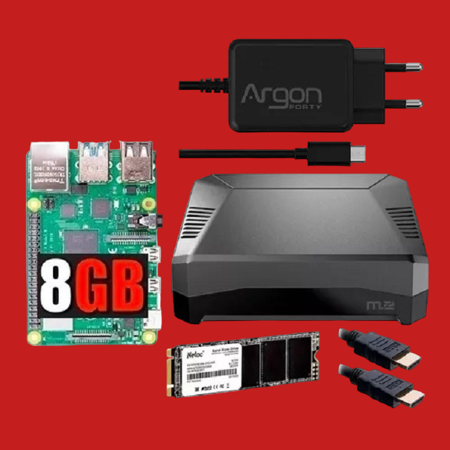 Poderoso Kit Raspberry Pi 4 8GB RAM Case Argon One M.2 SSD M2 128gb HDMI Super Original serve para Home Assistant