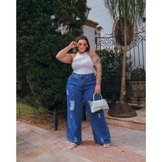 WIDE LEG CONTRASTE - Loony Jeans - Moda Feminina Plus Size e Masculina -  Compre Online