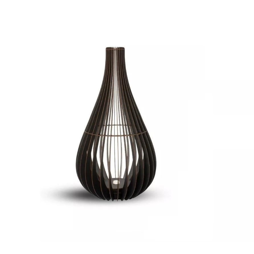 Abajur De Chão 75cm Tipo Gota Base Madeira Decoração Sala Slim