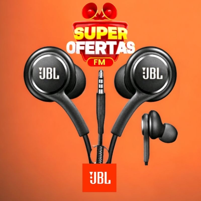 fone de ouvido JBL com fio e microfone cabo reforçado