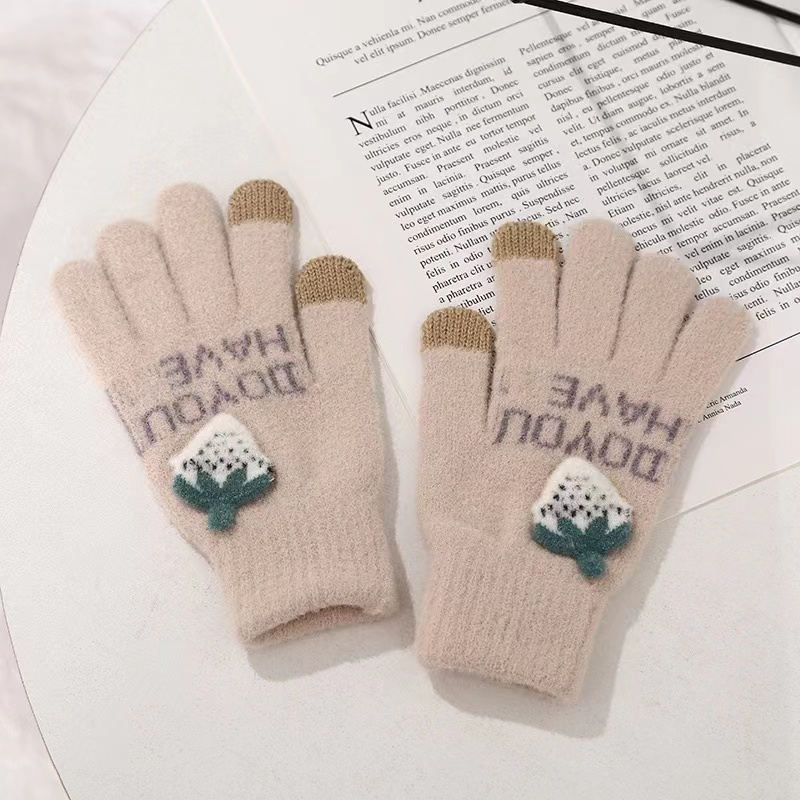 Luvas De Inverno Femininas Morango Touch Screen Fashion Fleece