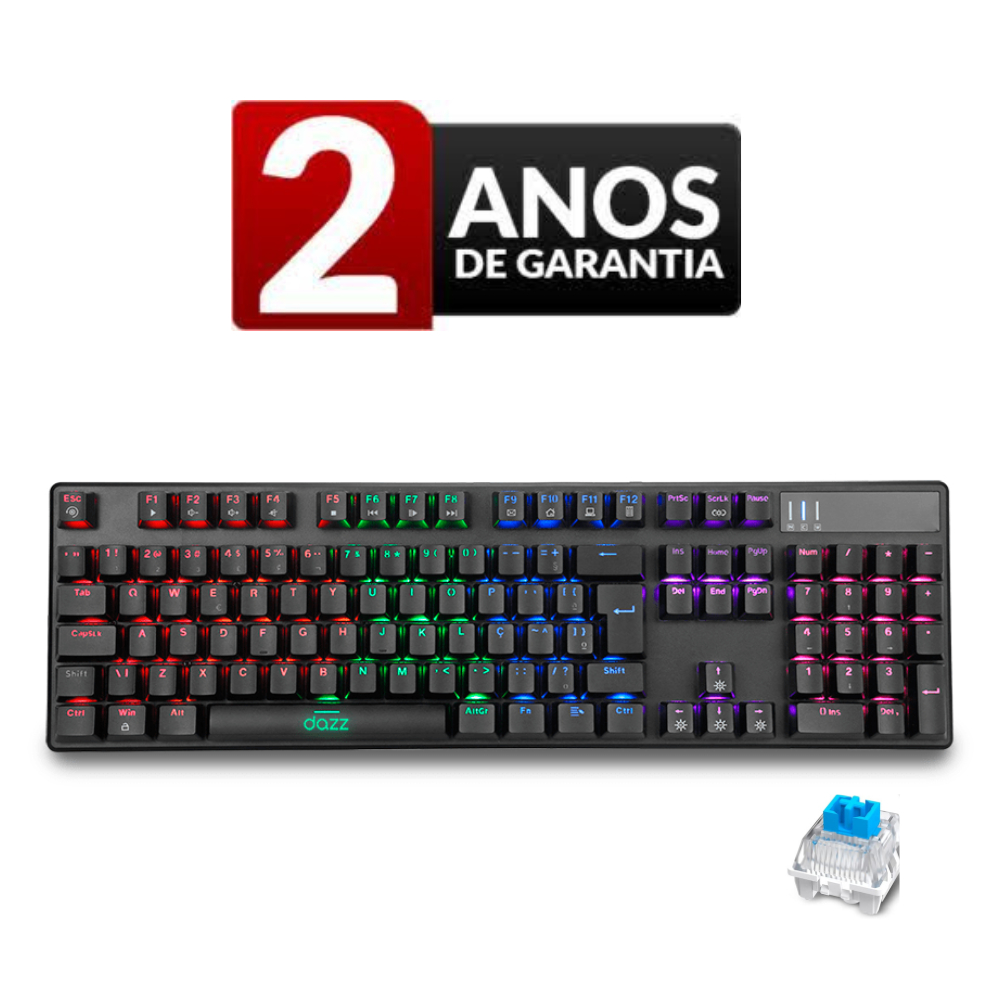 Teclado Mecânico Cybertronic da Dazz Switch Content Blue e 100% Anti-Ghosting - Com Garantia de 2 Anos