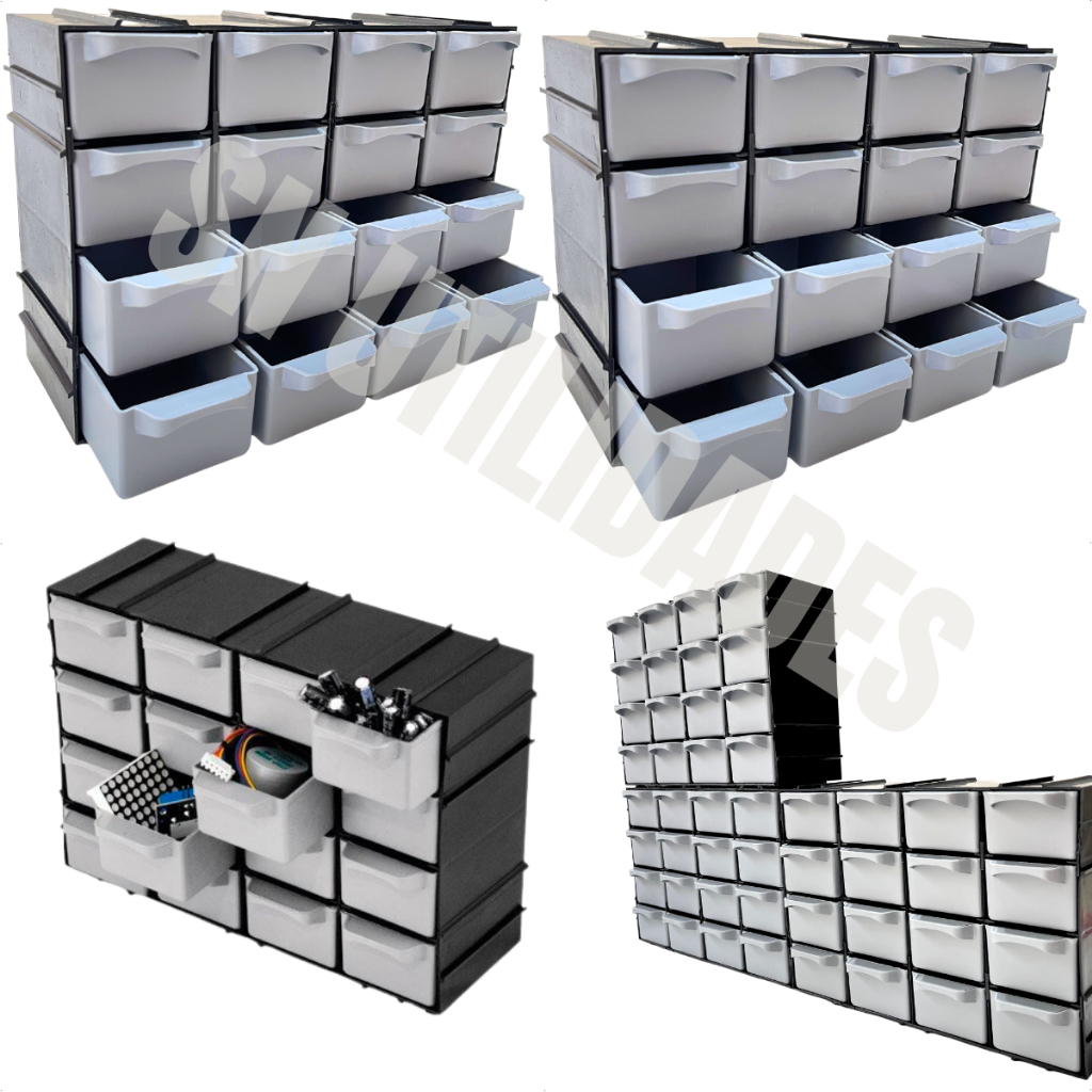 Kit 2 Organizador Gaveteiro Para Organizar Parafusos Ferramentas Total 32 Gavetas