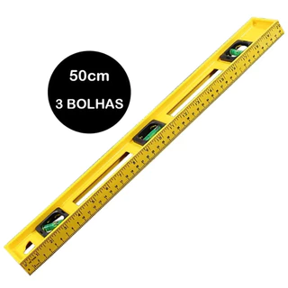 Nível 3 Bolhas 50 cm com marcações de régua 500 mm em ABS