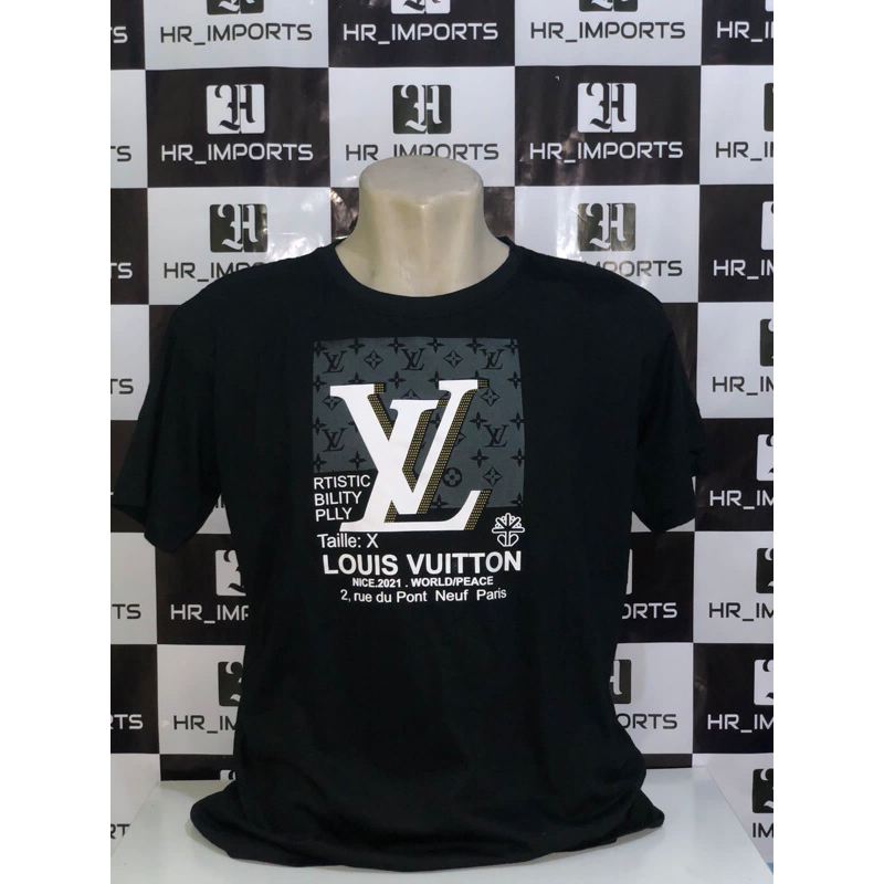 Camiseta Masculina Louis Vuitton importada estampa em gel 30.1 penteado
