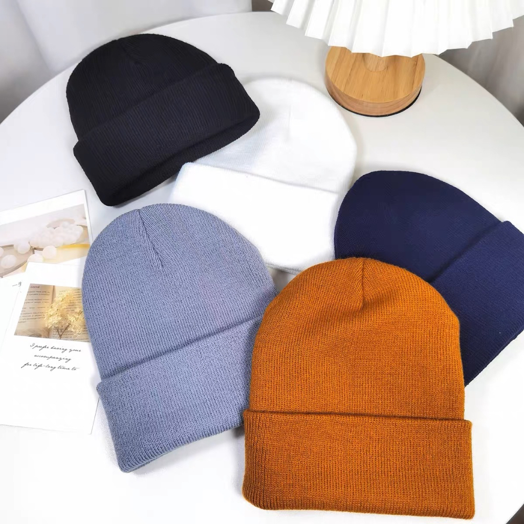 Kit 3 peças/Chapéu de malha masculina outono e inverno mulheres coreanas letras casuais selvagens chapéu de lã quente Multineos