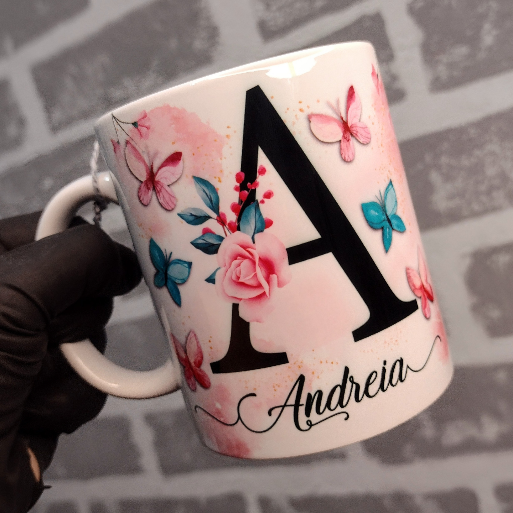 Caneca personalizada com nome e letra do alfabeto porcelana | Shopee Brasil