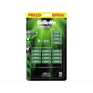 Carga para Aparelho de Barbear Gillette mach3 sensitive 16 und ou regular 8 und aparelho mach3