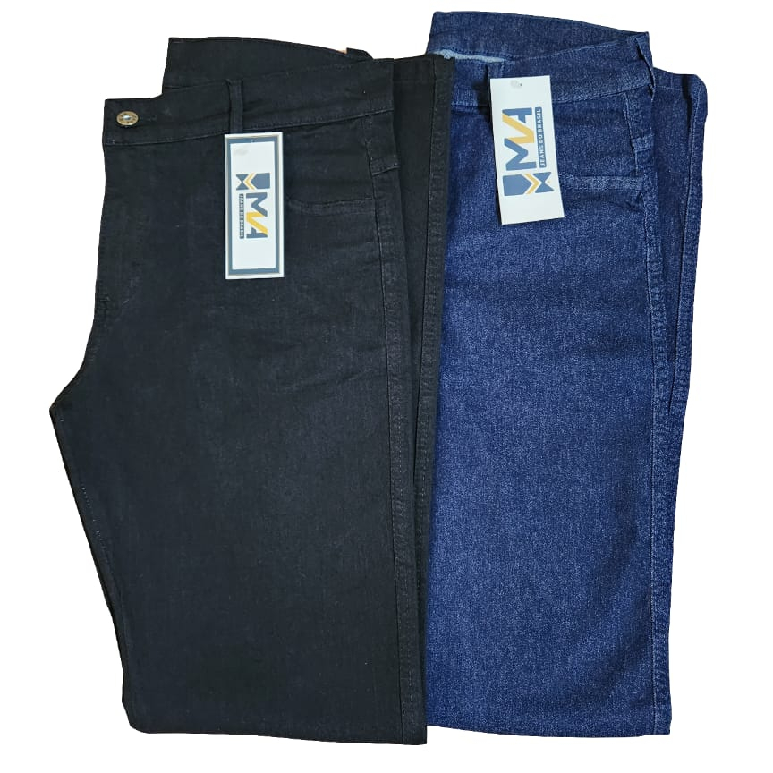 kit 2 Calça Jeans Masculina Tradicional Para Trabalho Reta Serviço com Elastano Uniforme