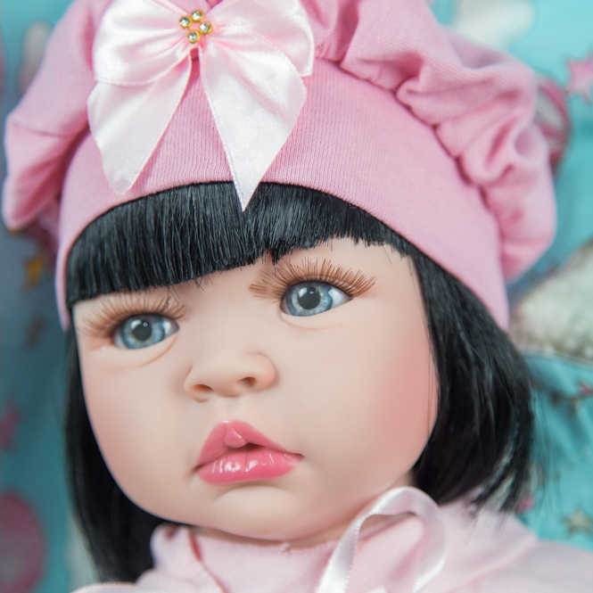 Boneca Bebê Reborn Princesa 100% Silicone Com Cílios Roupa Rosa 55cm -  Brastoy