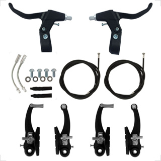 Kit Freio V-Brake Bike Bicicleta Aço Preto Completo