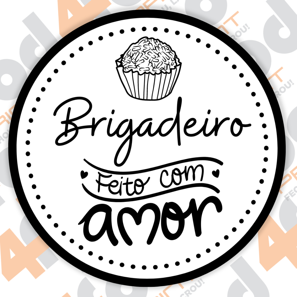 250 Adesivos - Etiquetas Brigadeiro Feito Com Amor - Redondo 3 Cm ...
