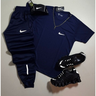 Kit Com 1 Calça Jogger Refletiva Com Bolsos Camiseta Dryfit
