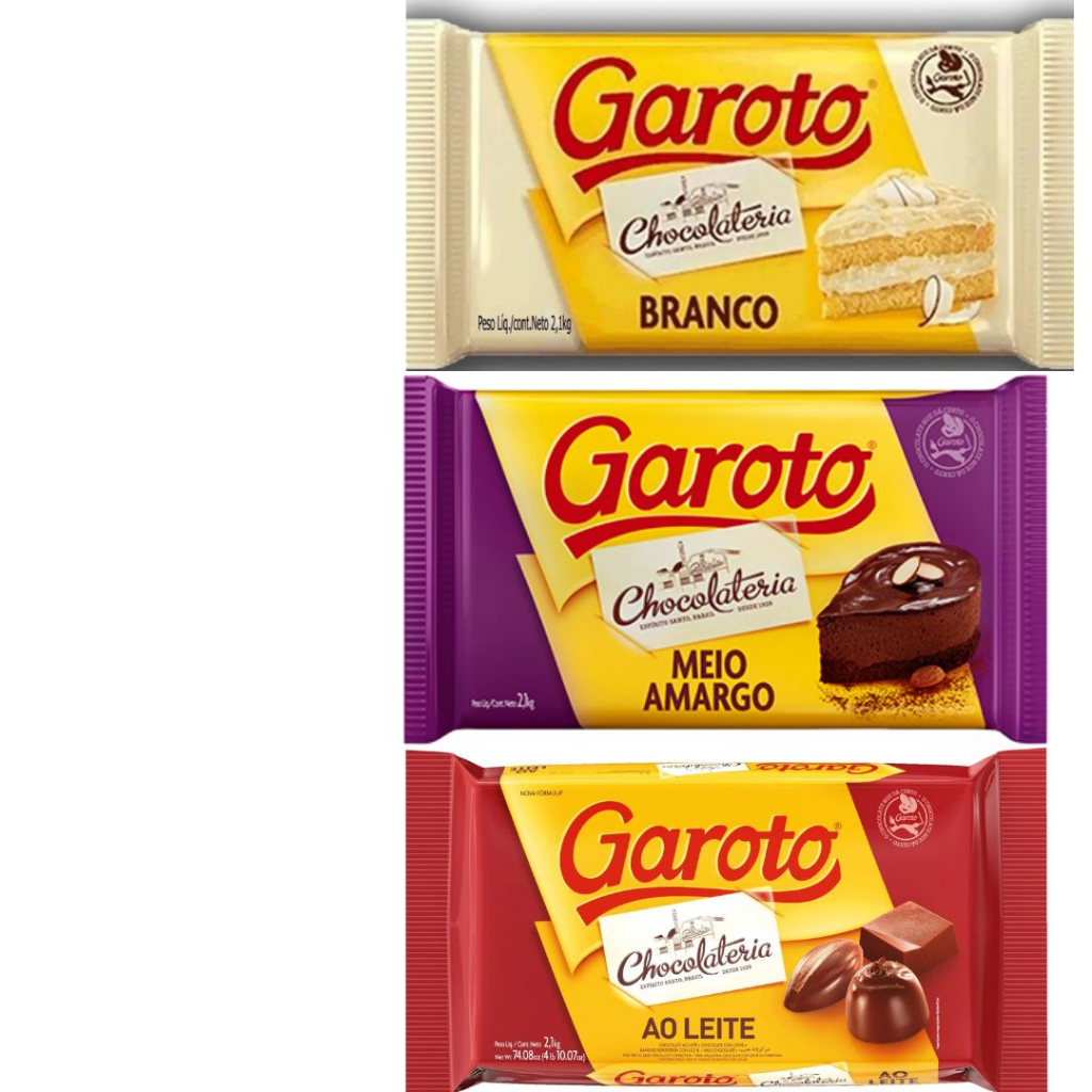 Barra Garoto 2,1kg de Chocolate / Cobertura Chocolate em barra Shopee