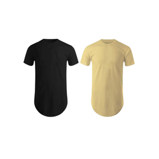 Kit 2 Camisetas Masculinas Long Line Básicas Lisas 100% Algodão