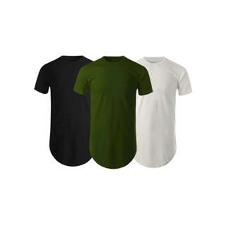 Kit 3 Camiseta Masculina Longline Oversized Algodão Premium Uniforme