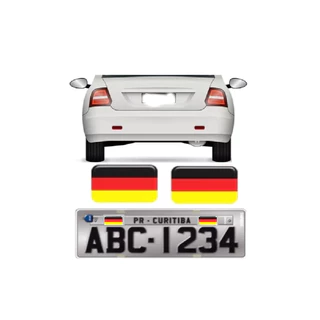 Par De Emblemas Adesivo Resinado Bandeira Alemanha P/Placa