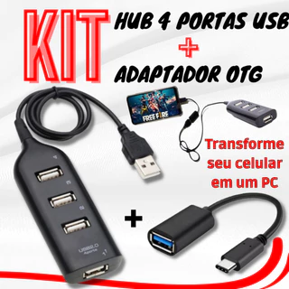 Adaptador Hub 4 Portas Usb 2.0 + Cabo Otg Micro Usb V8 / Usb Tipo-C Otg Para Celular Macbook notebook em Oferta na Shopee