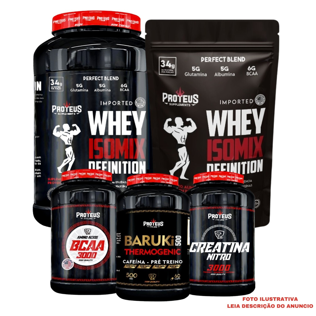 Whey Protein Sache 1kg 34gr Proteina + Termogenico Cafeina + Creatina + BCAA