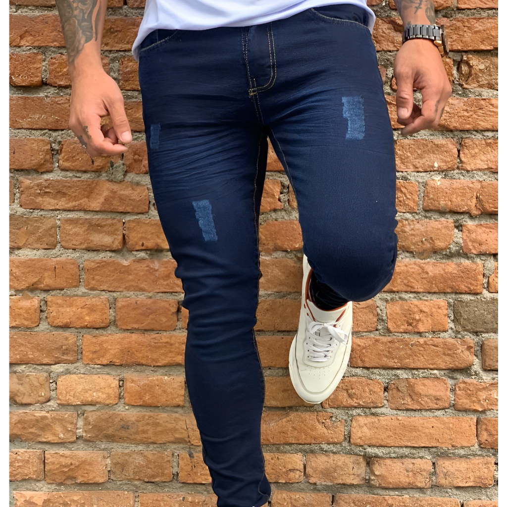 Calça Jeans Skinny Rasgada Masculina Slim Sport Fit Homem 487