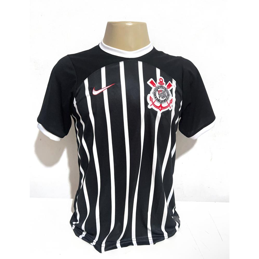 Camiseta Corinthians Listrada Preto E Branca 2023 40 Anos Democracia