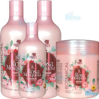 KIT CAPILAR ROSA MOSQUETA HÁBITO COSMÉTICOS REGENERAÇÃO TOTAL DOS FIOS