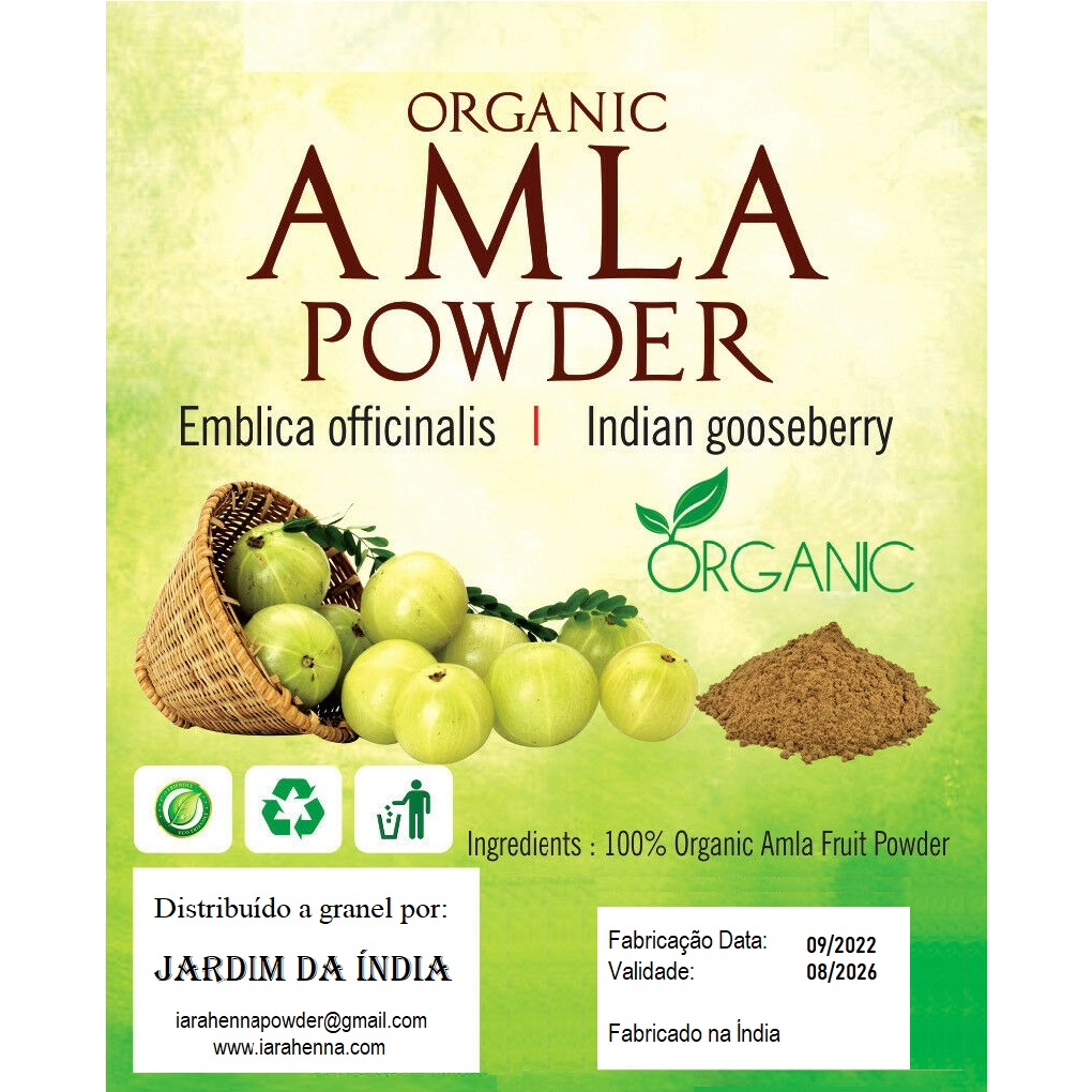 Amla Em Pó - 100% Pura importada da Índia - 100g Indicada para calvicie e queda. Rejuvenescedor dos Cabelos