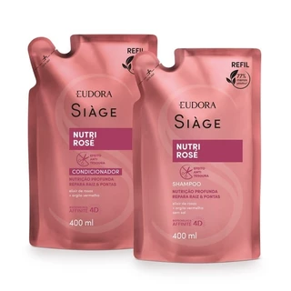 Kit Refil Eudora Siàge Nutri Rosé: Shampoo 400ml + Condicionador 400ml