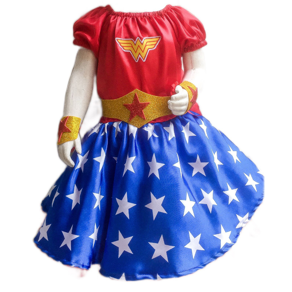 Fantasia vestido Mulher maravilha. | Shopee Brasil