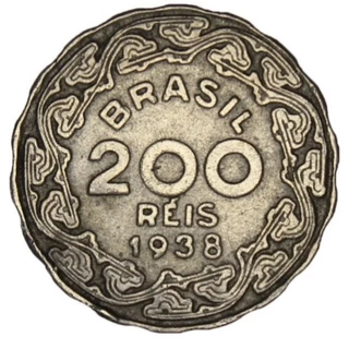 Moeda antiga Brasil 200 réis 1938. - Getúlio Vargas