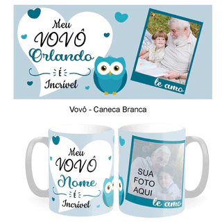 Caneca Vovô com Foto e nome personalizados Presente dia dos Pais