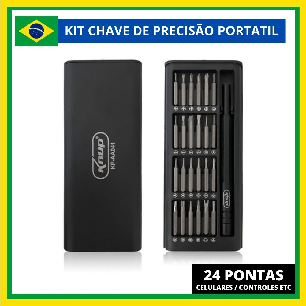 Kit Chaves Precisão 24 Pontas Magnética Torx Hex Phillips Knup