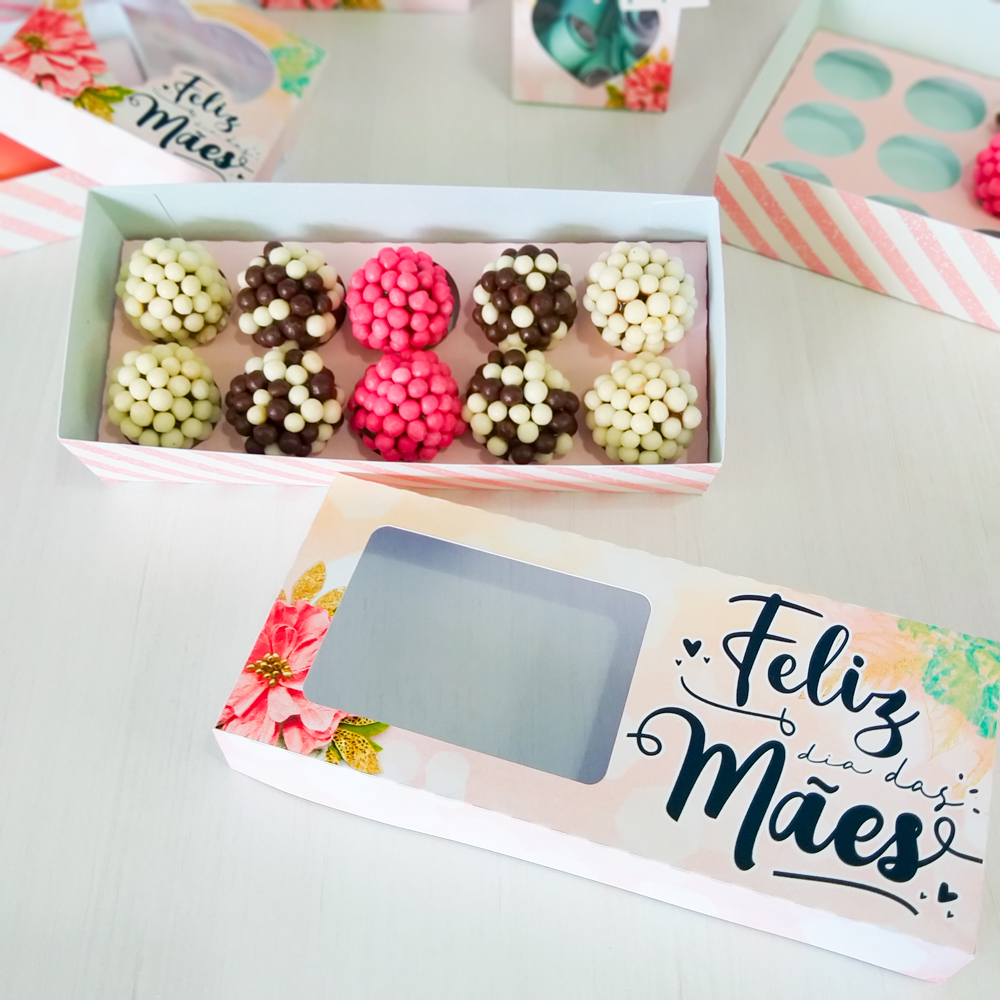 CAIXA PARA 10 DOCES FELIZ DIA DAS MÃES | Embalagem para Doces | Presente Criativo Dia das Mães em Oferta na Shopee