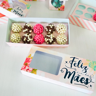 CAIXA PARA 10 DOCES FELIZ DIA DAS MÃES | Embalagem para Doces | Presente Criativo Dia das Mães em Oferta na Shopee