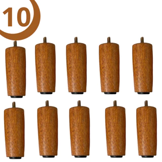 Kit 10 pés 10 cm em madeira + 10 buchas para móveis