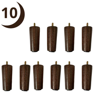 Kit 10 pés 10 cm em madeira + 10 buchas cor a escolher para móveis