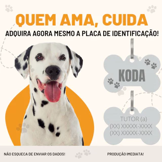 PLACA PLAQUINHA PET IDENTIFICAÇÃO CAES E GATOS A LASER