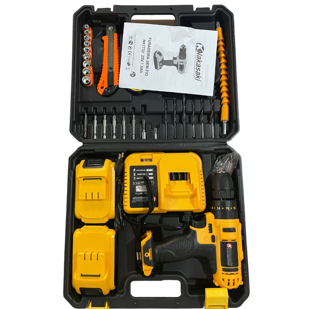 Parafusadeira Furadeira De Impacto Tipo Dewallt 23 Acessorios Bivolt 25v Qualidade